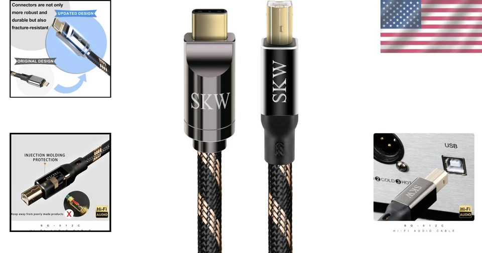 Premium 6.5ft USB C Male to B Male Cable - Ideal for Printers and Scanners - Image 2 of 4