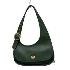 COACH Cashin Carrie Crescent Bag CY923 Dark Green Leather - Shoulder Bag