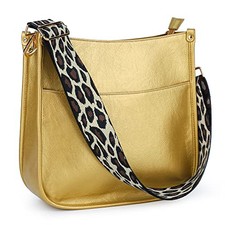 Vegan Leather Crossbody Fashion Shoulder Bag Purse with Adjustable A19-golden