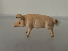 Vintage Wagner Kunstlerschutz Handwork Flocked Pig Hog West Germany 3"