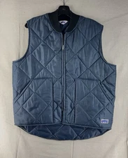 Big Smith Vest Men's Blue Quilted Outdoors Trucking Workwear Blue Full Zip USA
