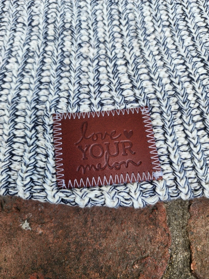 Love Your Melon Speckled Navy & White Beanie Knit Hat Slouch Women's Oversized - Image 2 of 4