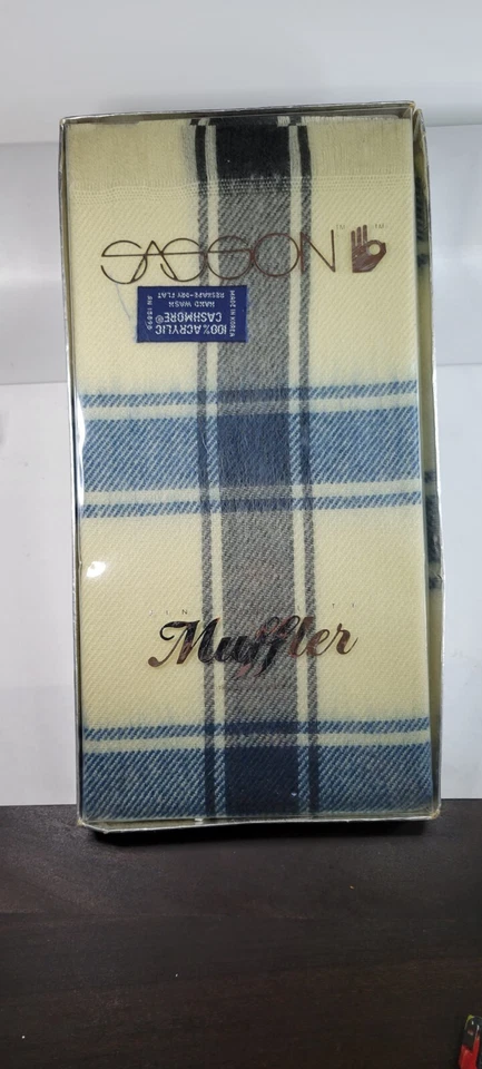 Bufanda silenciadora Sasson 1984 paquete original vintage para hombre mujer unisex a cuadros  Foto 4 de 4