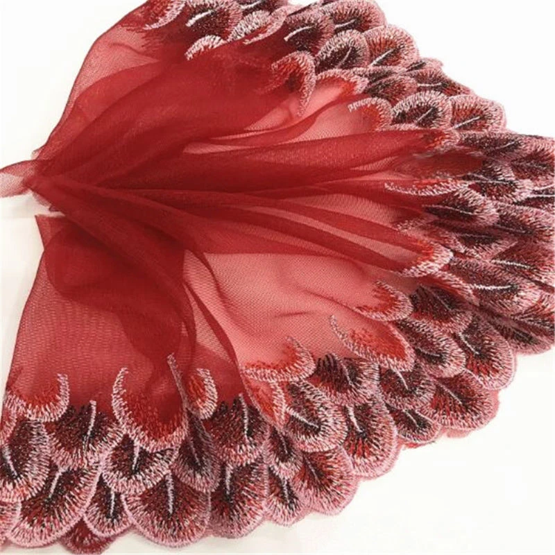 Peacock Tulle Lace Trim Ribbon Embroidery Feather Wedding Fabric Sewing DIY - Image 3 of 4