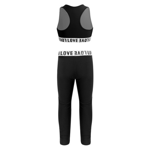 Kids Girls Racer Back Dance Sports Tanks Crop Top Leggings Set Athletic Outfit - Picture 6 of 112
