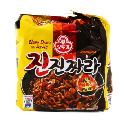 Korean Instant Hot Spicy Black Bean Sauce Noodle Ramen OTTOGI JINJINJJARA 4pack