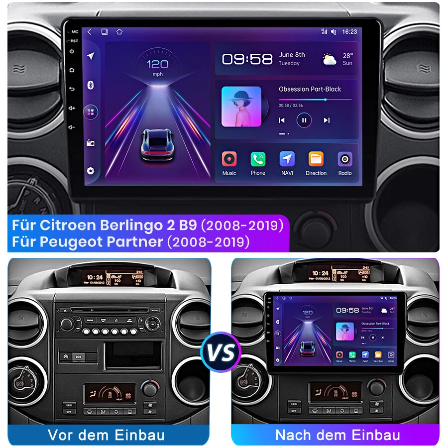 DAB+128GB Android14 Carplay Autoradio Für Citroen Berlingo B9 2008-2019 GPS NAVI - Bild 2 von 4