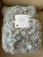 Pottery Barn Teen Recycled Super Fluffy Duvet Cover Twin/Twin XL Stone Gray NEW