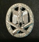 DISTINTIVO ASSALTO GENERALE TEDESCO SECONDA GUERRA MONDIALE IN ARGENTO 1957 BUNDESREPUBLIK MODELLO REPLICA