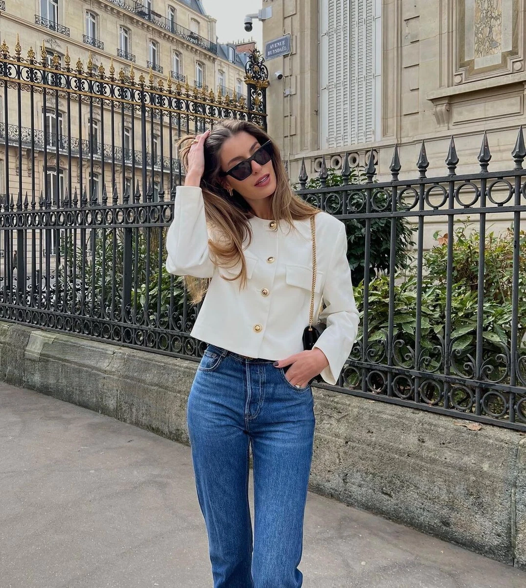 zara white crop jacket