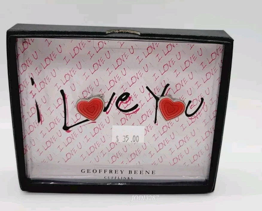 Gemelos Corazón Hombre GEOFFREY BEENE Esmalte Rojo Tono Plata - Te Quiero Foto 3 de 4