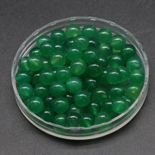 50pcs Natural Green Agate Half Drilled Hole Beads 8mm Round Ball DIY Jewelry