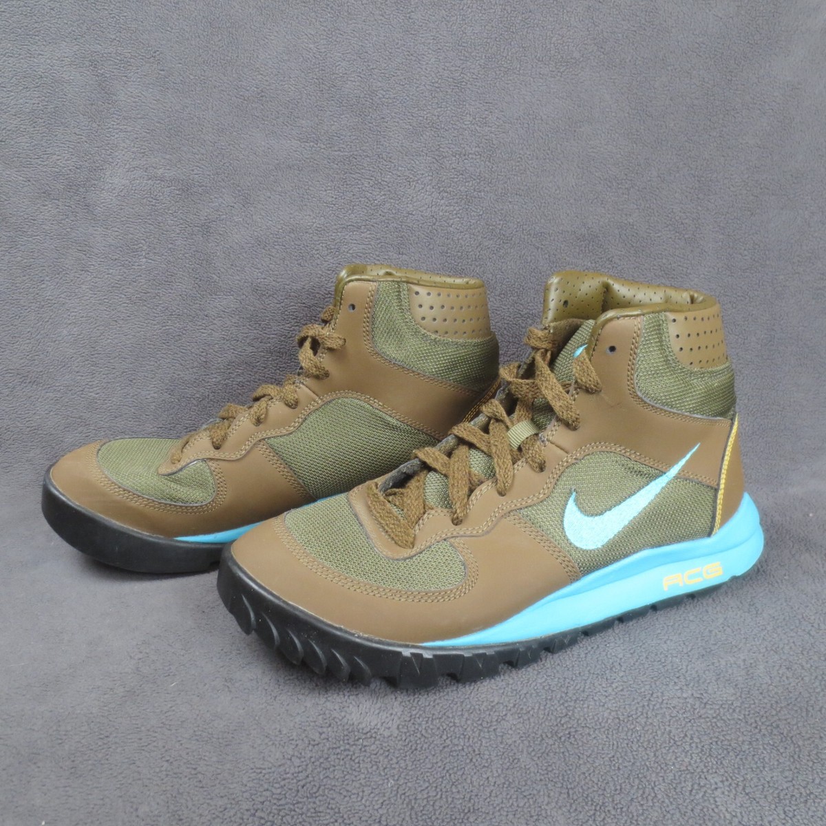 Nike ACG Boots Mens 8‎ Army Green Brown Turquois Takos Hiking Trail 386356-242 Nike ACG Boots Mens 8 Army Green Brown Turquois Takos Hiking  main image 4