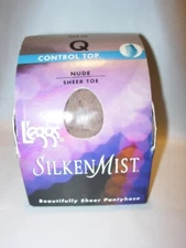 WOMENS L'EGGS CONTROL TOP SILKEN MIST NUDE PANTYHOSE STOCKINGS NYLONS SIZE Q