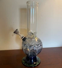 Glass Water Pipe with Ice Catch - 10" x 1.5" with 9mm Pull Bowl