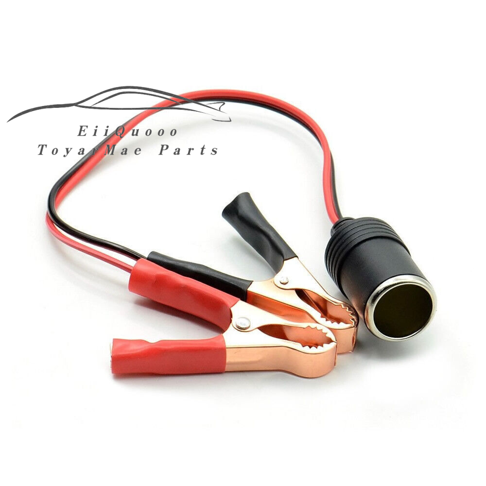 12V Battery To Cigarette Lighter Adapter Alligator Clamp Clip 20A Car Socket 