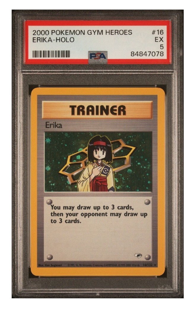 1999 Original Pokémon TCG Erika Trainer PSA 5