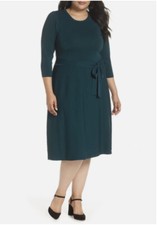 Eliza J. Women’s Size 3X Spruce Green Stretch Knit Fit and Flare Sweater Dress