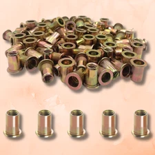 100pcs 1/4-20 Carbon Steel Flat Head Threaded Binding Rivet Nut Insert
