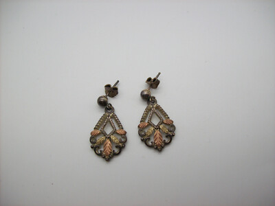 Vintage Coleman Co CCO Black Hills 12K Gold Sterling Silver Earrings