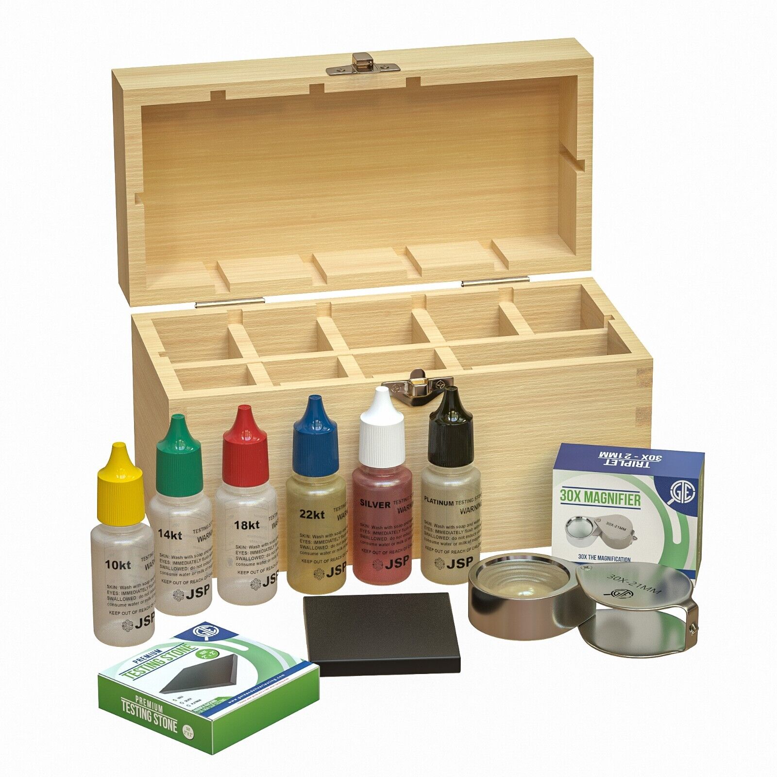 GTE Gold Silver Jewelry Tester Appraisal Kit 10K 14K 18K 22K 24K Test Precious Metals 999 925 Scrap