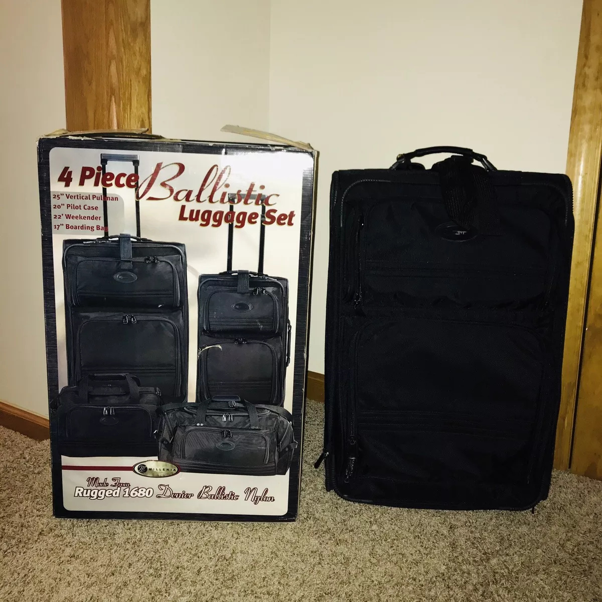 Millenia Suitcase Black Denier Ballistic Nylon Rugged Luggage