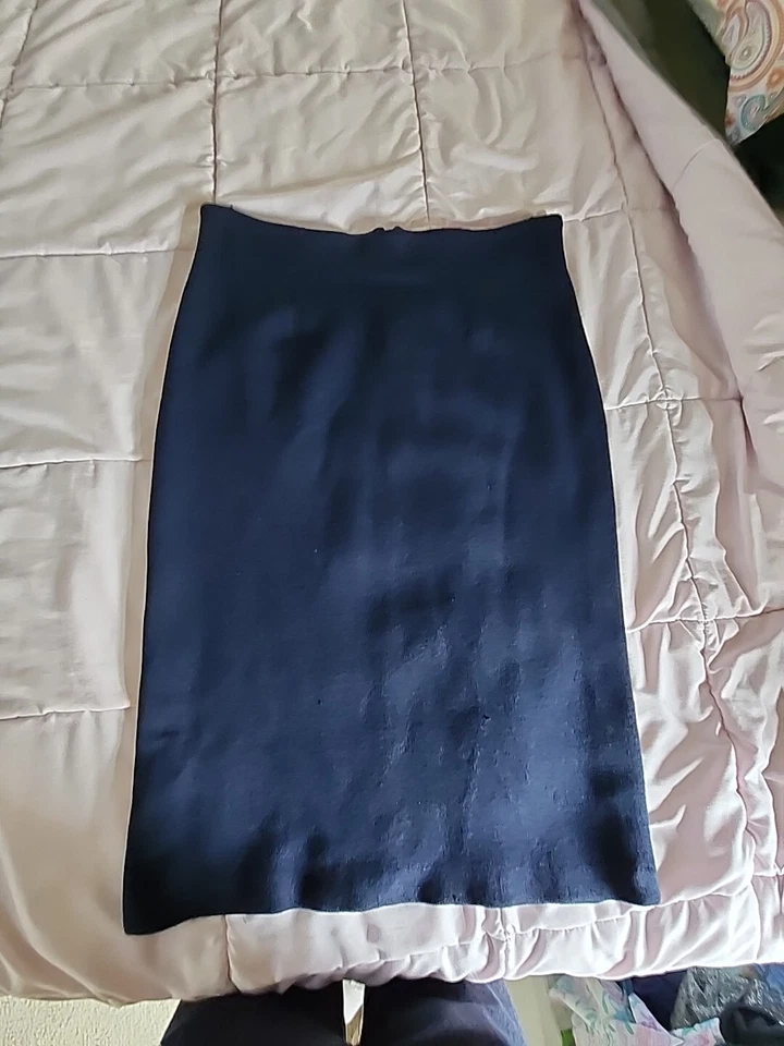 Falda St John Tejida Azul Marino Talla 10 Hecha en EE. UU. 🇺🇸 ¡HERMOSA!!