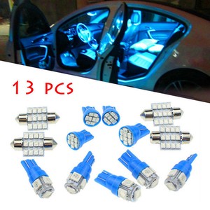 13x Pure Blue LED Lights Interior Package Kit For License Plate Dome