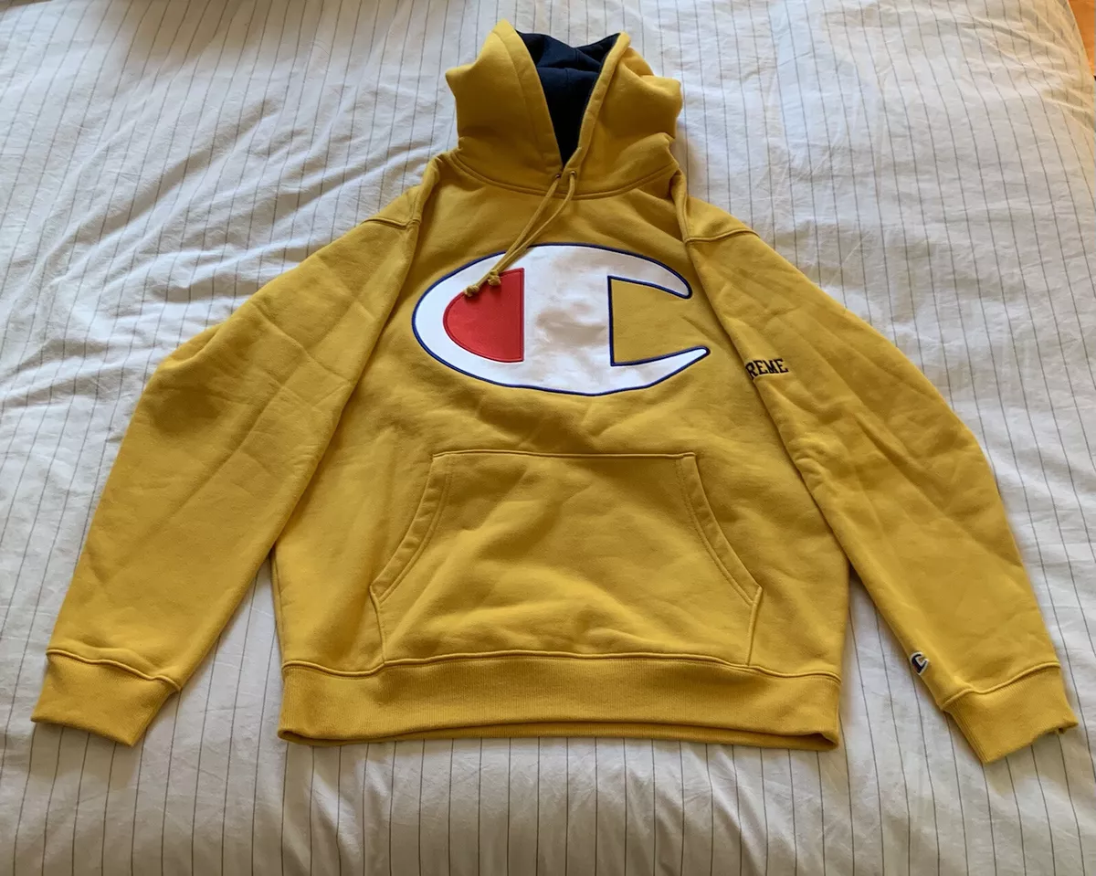 Supreme x Champion Satin Logo Hooded Sweatshirt Gold Large SS17 Hoodie Pre-owned