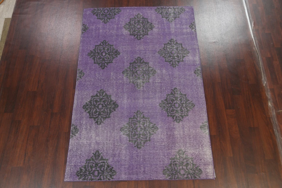 PURPLE Modern Oushak Oriental Area Rug Vintage Style Handmade Wool Carpet 6x9 ft - Image 2 of 4