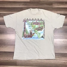 Vintage 1995 Alaska Indigenous Native Tribes Of Alaska Tan T-Shirt Sz XL