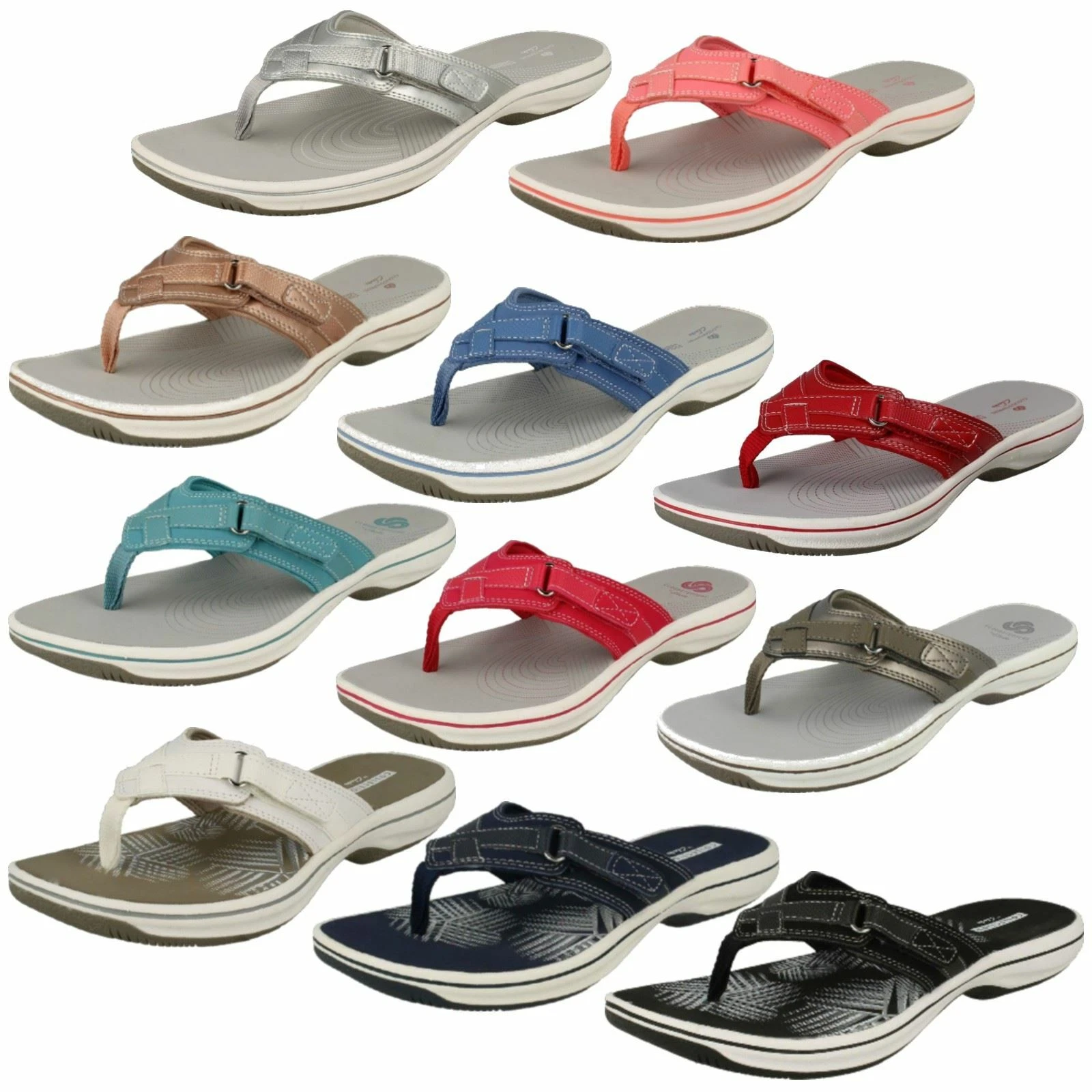 Sandali estivi sportivi da donna Clarks slip on punta post sintetici Brinkley Sea