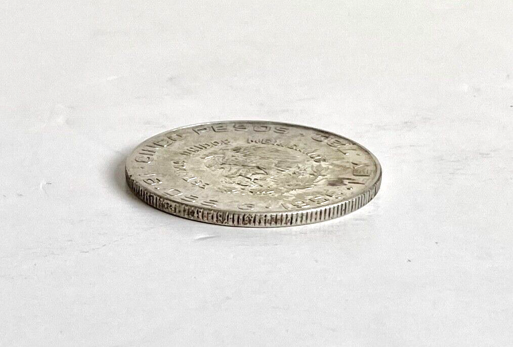 Vintage 1955 Mexico Silver Coin Cinco Pesos Hidalgo 18 055 G Ley 720 vintage-1955-mexico-silver-coin-cinco-pesos-hidalgo-18-055-g-ley-720