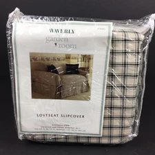 NEW Waverly LOVESEAT Slipcover Garden Room Wellington Black Plaid One Piece