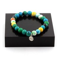 Mineralien Und Edelsteine. Perlenarmband Chrysokoll + Orange-Blauer Jaspis