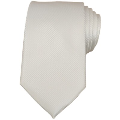 JOHN HENRY Mens Classic Tie 3.25 White Solid Woven Dress Suit Designer Necktie