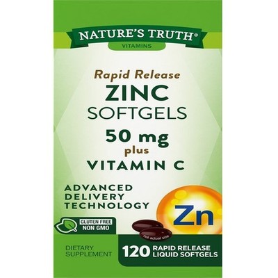 Nature's Truth Zinc 50 mg Plus Vitamin C Rapid Release Liquid Softgels 120 EA