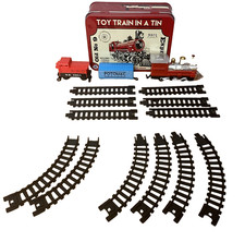 Toy Train In A Tin REPLACEMENT PARTS ONLY Mini Locomotive and 10pc Track AS IS