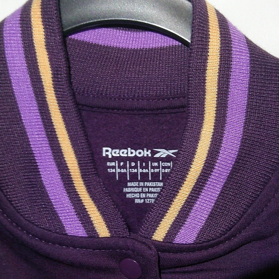Chaqueta deportiva Reebok para niños púrpura dorado colorblock estilo bombardero talla mediana/8 Foto 3 de 3