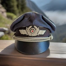 WW2 German Luftwaffe Air Force Military Officers Pilot Crusher Visor Hat Cap