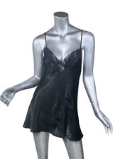 Vintage Frederick's of Hollywood Women  s Small Black Satin Lace Slip Dress