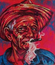 Guajiro - Original Art Painting Canvas Cuba Cuban ENRIQUE BICET GARZON - 167