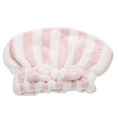 Toyvian schnelltrocknendes Mikrofaser gestreiftes Duschhaube Haartuch für 28 x 25 cm, rosa 