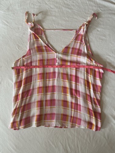 Camiseta sin mangas rosa a cuadros con tirantes - XL a.n.a. Botón delantero rayón - Imagen 4 de 7