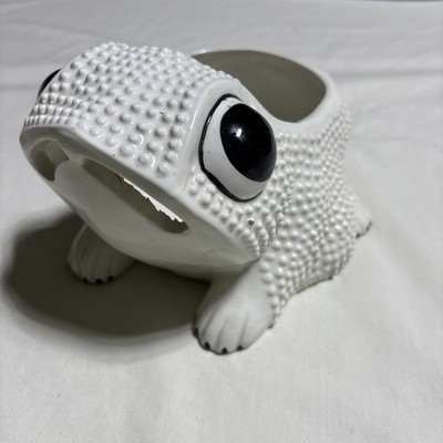 VINTAGE HOBNAIL CERAMIC FROG JAR CANISTER PLANTER ITALY JEAN ROGER STYLE LOOK