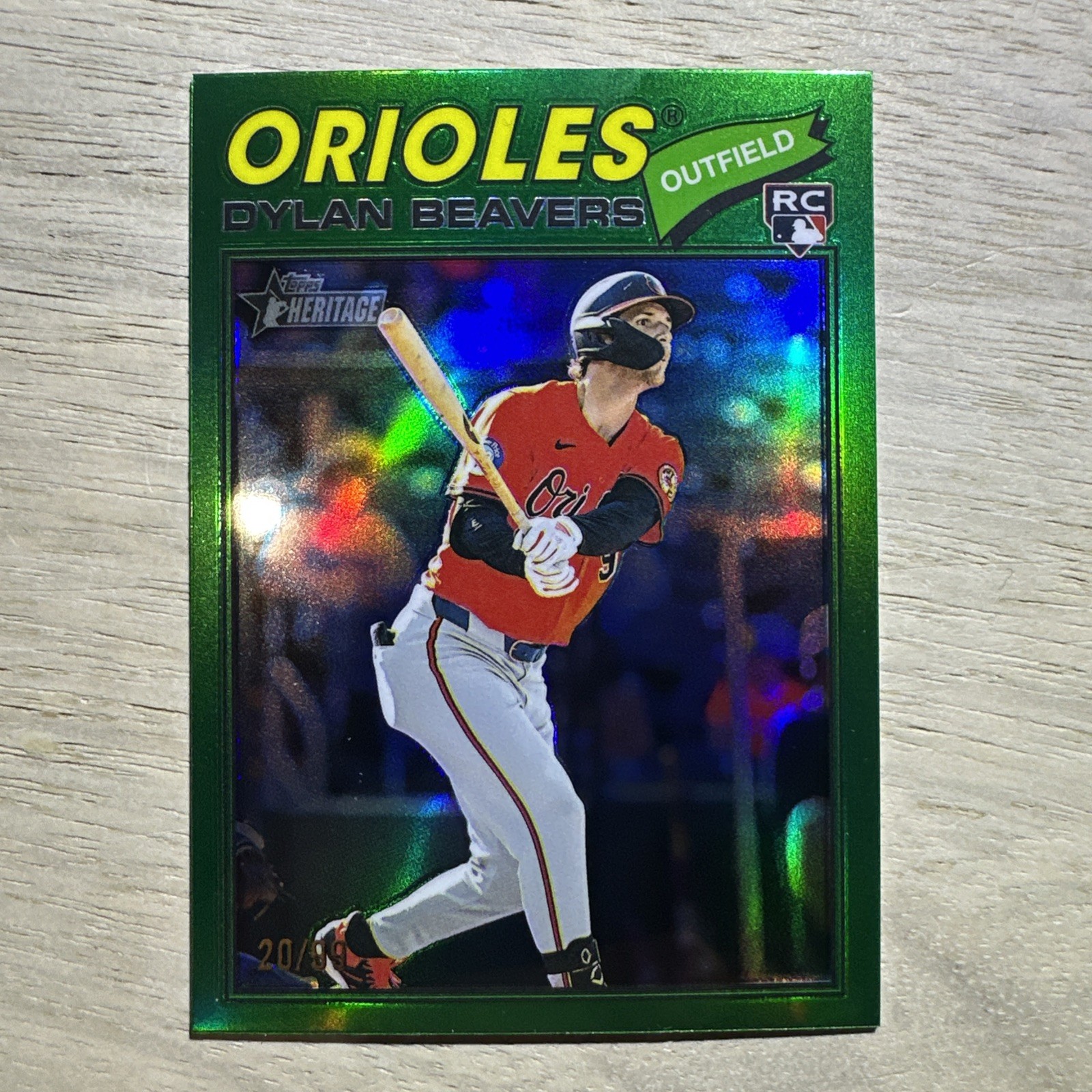 2026 Topps Heritage Dylan Beavers (RC) Green Chrome /99 #48 Orioles