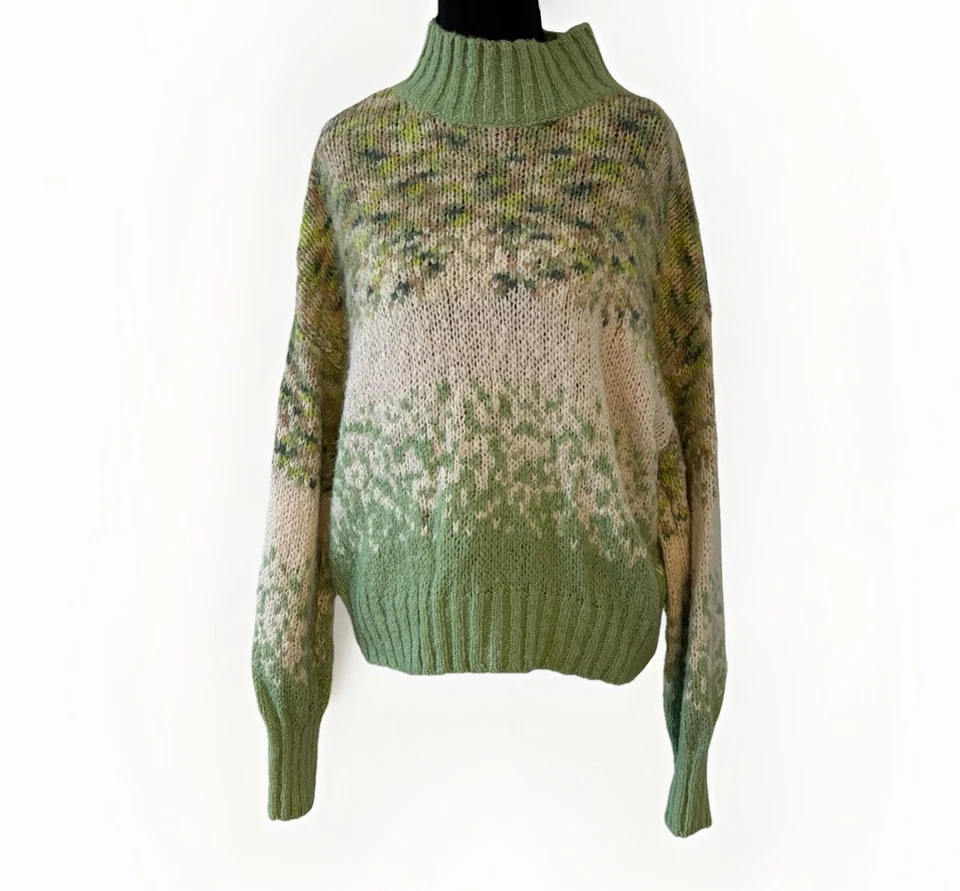 Suéter para mujer Aerie Fair Isle verde talla grande Scandi vacaciones esquí Goblincore Foto 2 de 4