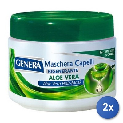 2x Genera Haarmaske 500 ml. Aloe Vera Vase Made In Italy