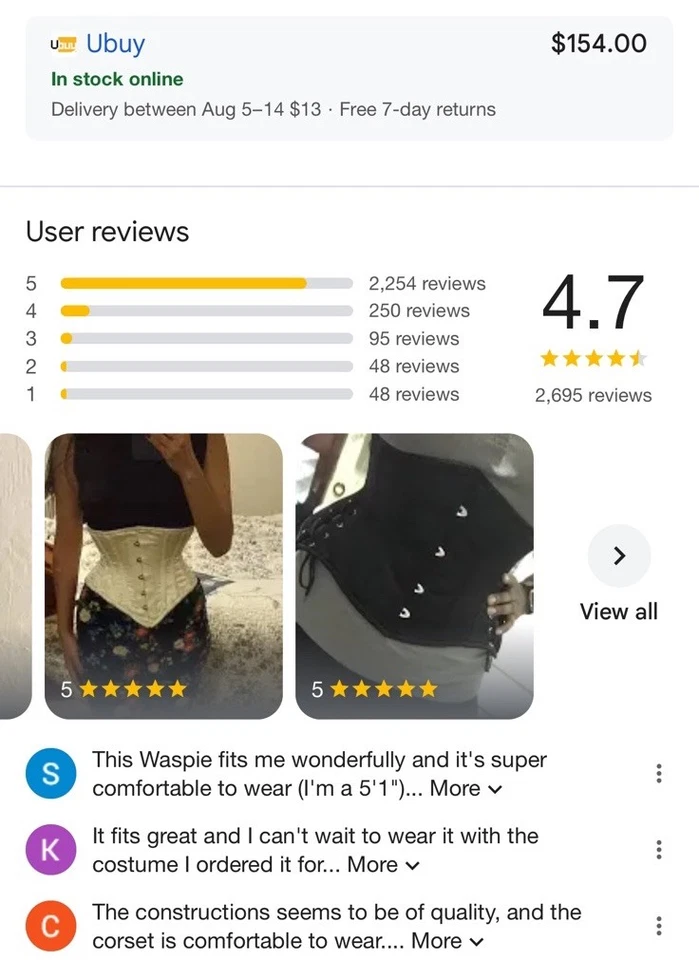 $154 Small ❤️ Women's Satin Underbust Steel Boned For 27” Waist Training Corset - Image 2 of 4