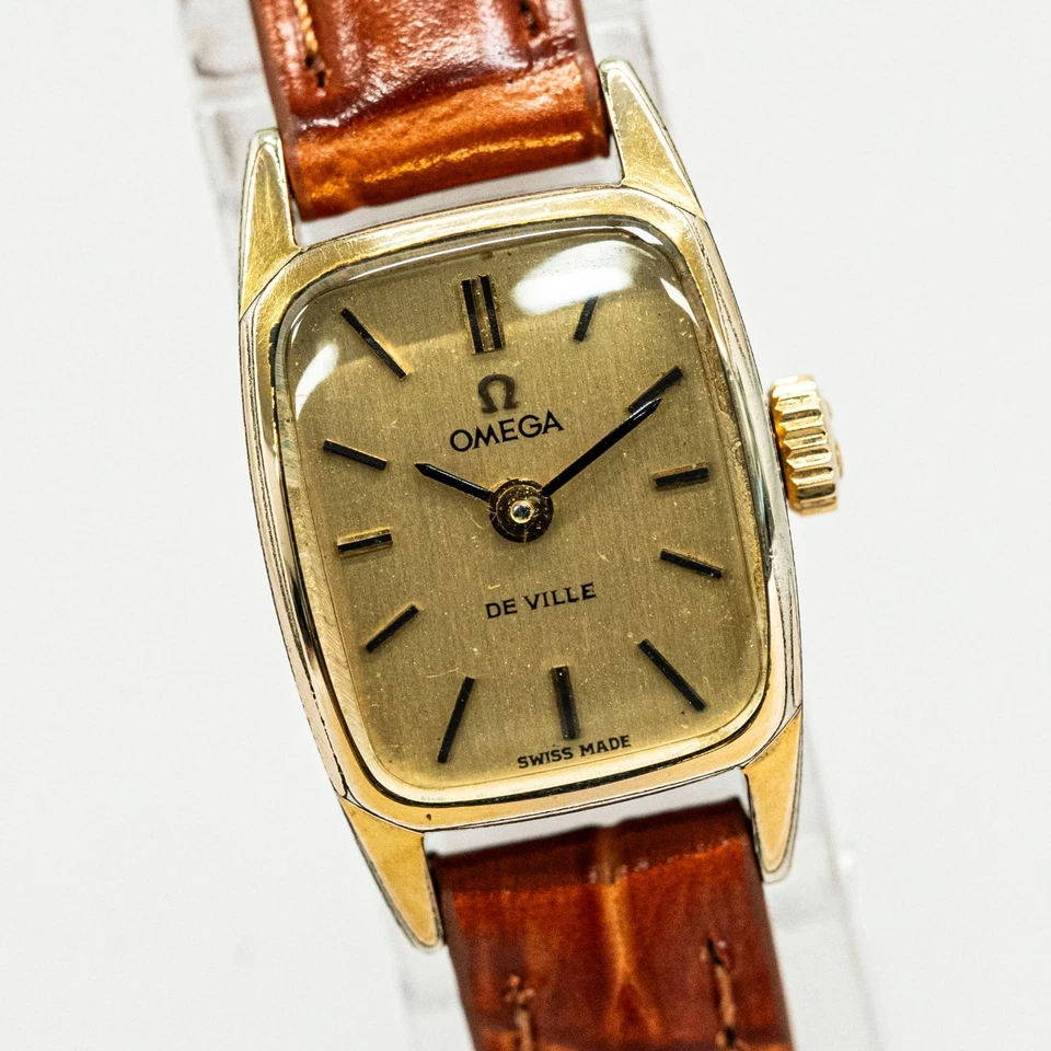 Без тарифов *почти как новый* винтажный 1972 OMEGA De Ville Cal.485 с золотым заводом женский - Изображение 3 из 4